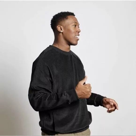 NWT Twenty Montreal Black Pullover Corduroy Crewneck Size Small - Picture 2 of 2